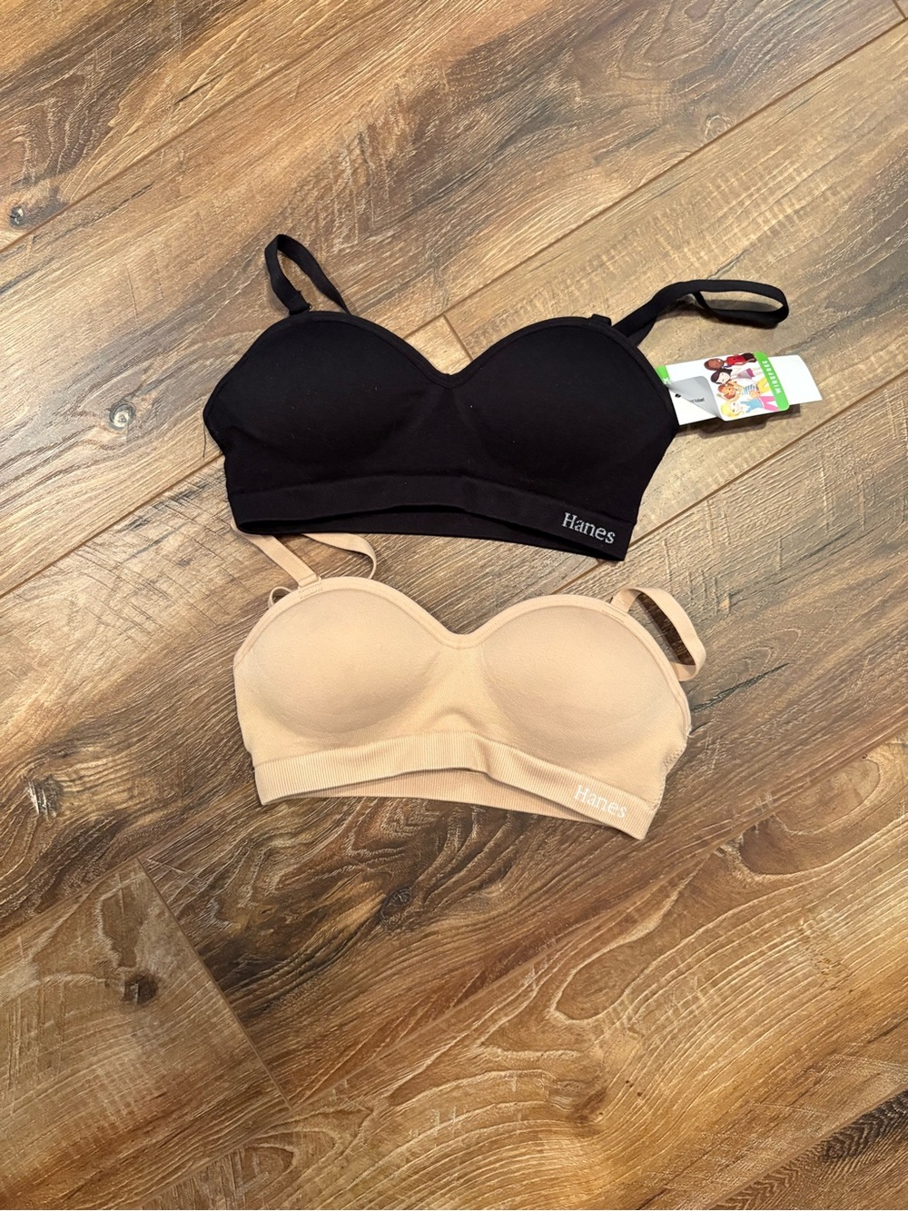 Hanes Girl’s Seamless Strapless Convertible Bras - Black & Nude NWT